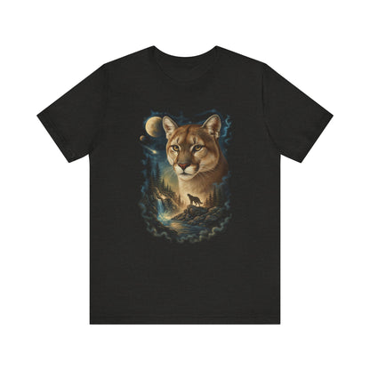 Mystic Mountain Lion Graphic Tee – Spiritual Wild Cat Shirt